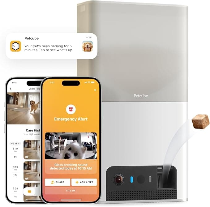 Petcube Bites 2 Lite Interactive WiFi Pet Monitoring Camera with Phone App and Treat Dispenser, 1080p HD Video, Night Vi