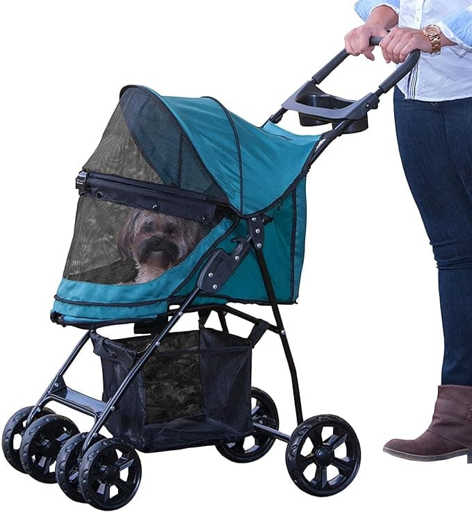 Pet Gear No-Zip Happy Trails Lite Pet Stroller for Cats/Dogs, Zipperless Entry, Easy Fold with Removable Liner, Safety T