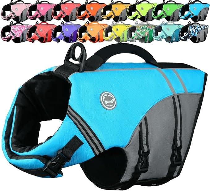 VIVAGLORY Sports Style Dog Life Vest, Dog Life Jacket for Swimming & Boating, Ripstop & Buoyancy for Puppy Doggy, Lifeja