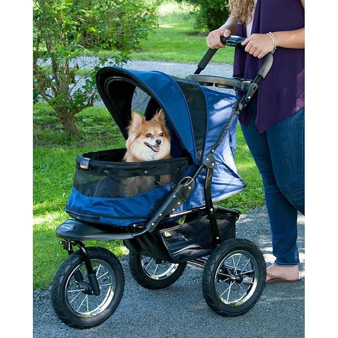 Pet Gear No-Zip Jogger Pet Stroller for Cats/Dogs, Zipperless Entry, Airless Tires, Easy One-Hand Fold, Cup Holder + Sto